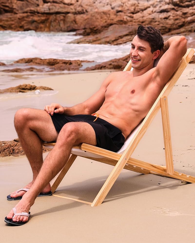 Men’s Black Swim Shorts with Orange Drawstring