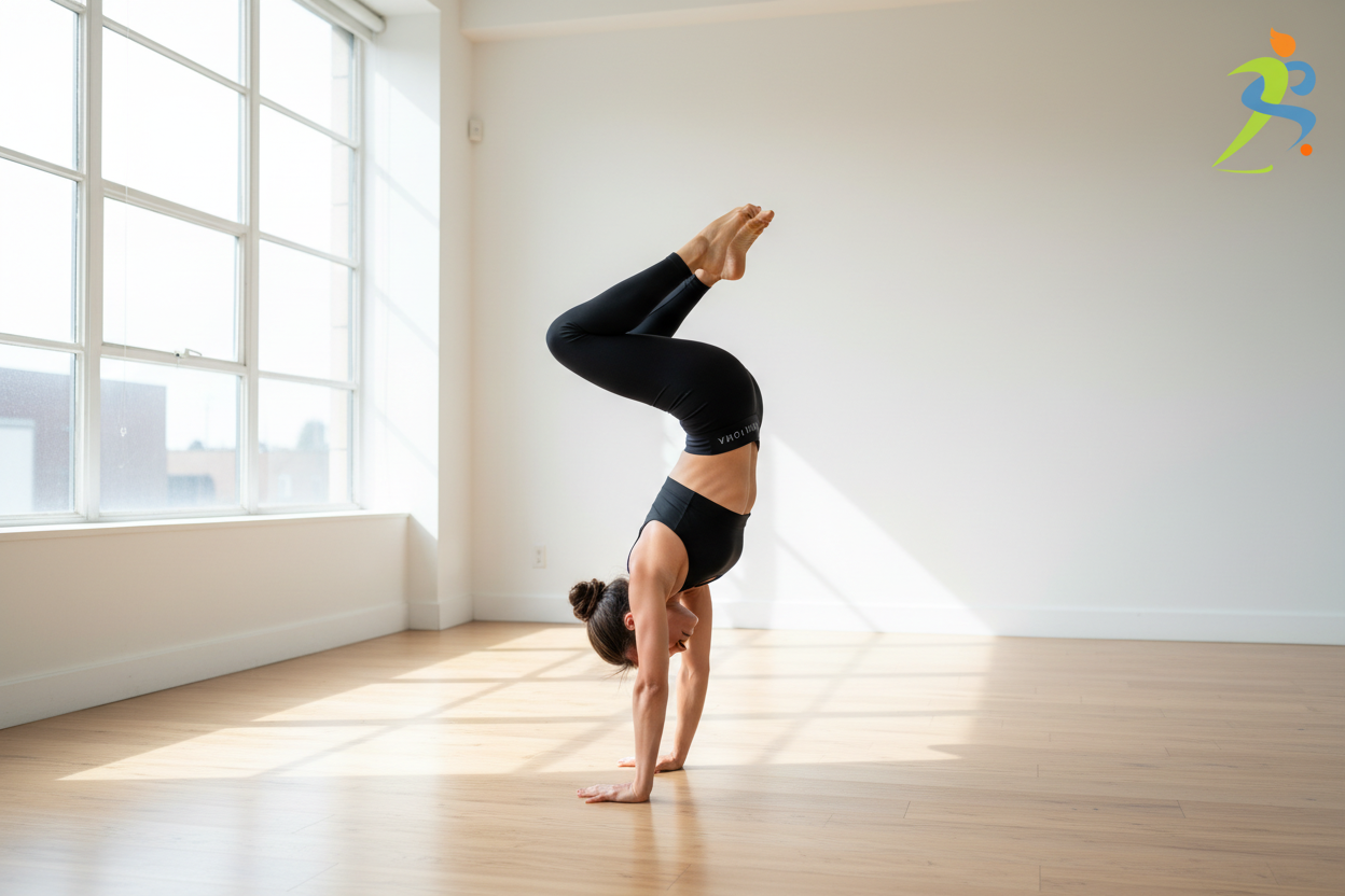 Zipzone Women's High-Waist Leggings Black – Lifestyle Shot | Athletic Model in Yoga Pose Showing Full Range of Motion