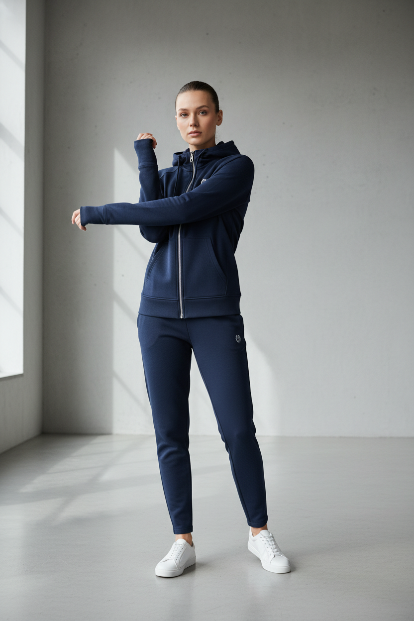 Premium Navy Zip-Up Hoodie lifestyle photo