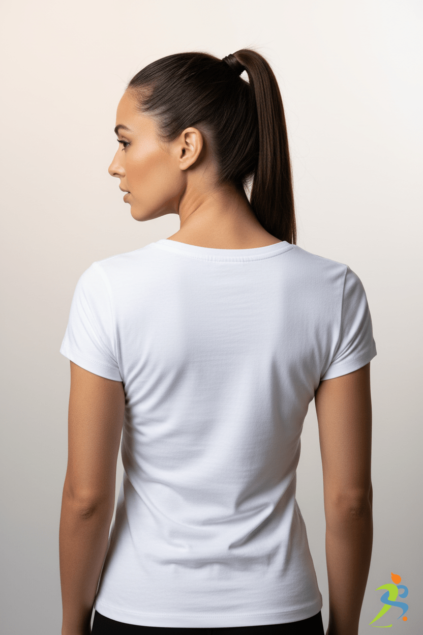 Premium White Women’s V‑Neck Short‑Sleeve Cotton Tee – Classic Fit - Zipzone International