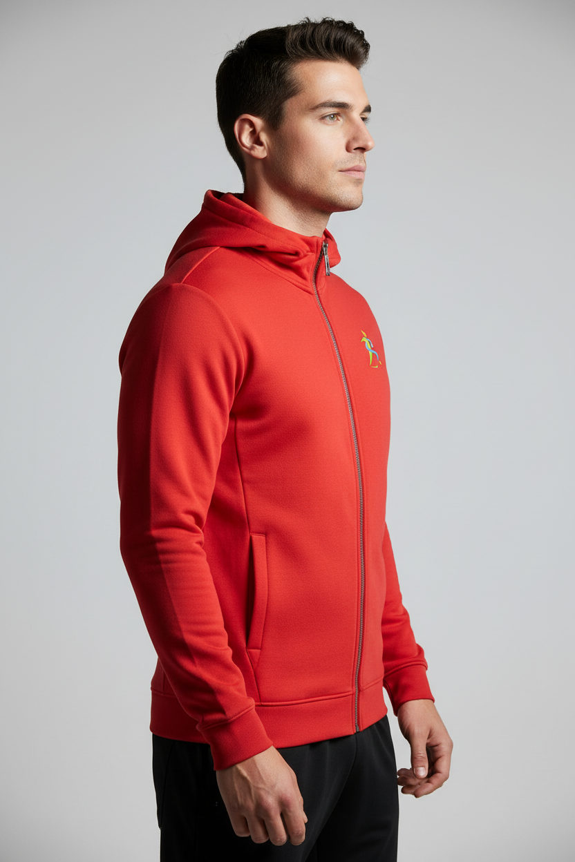 Tech Fleece Zip-Up – Red Male Side