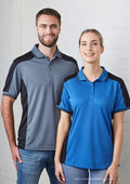 Unisex Short Sleeve Polo Shirt (Cool Grey/Black & Ocean Fog/Black) - Zipzone International