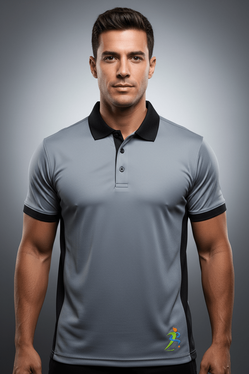 Unisex Short Sleeve Polo Shirt (Cool Grey/Black & Ocean Fog/Black) - Zipzone International