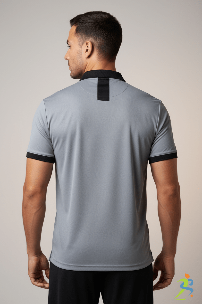 Unisex Short Sleeve Polo Shirt (Cool Grey/Black & Ocean Fog/Black) - Zipzone International