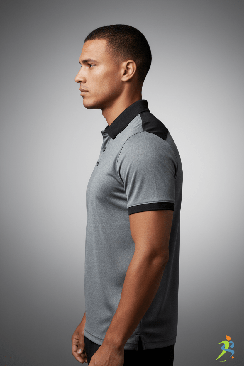 Unisex Short Sleeve Polo Shirt (Cool Grey/Black & Ocean Fog/Black) - Zipzone International