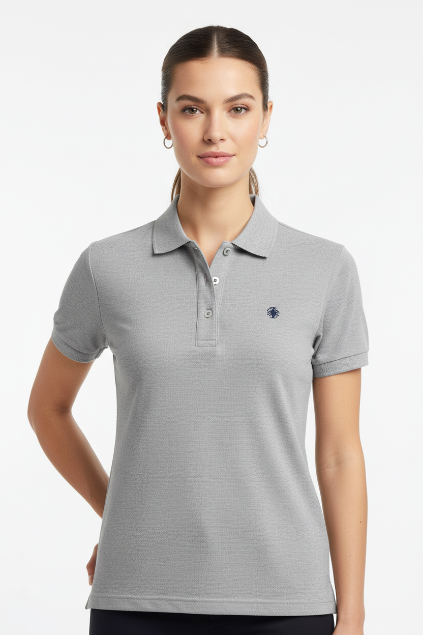 Woman in Grey Polo