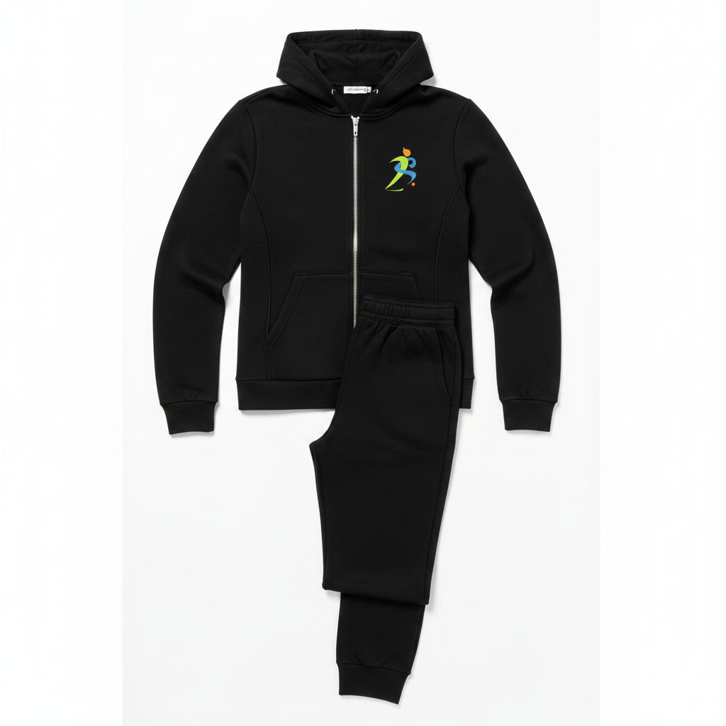 Women's Slim Tracksuit – Black Flat Lay