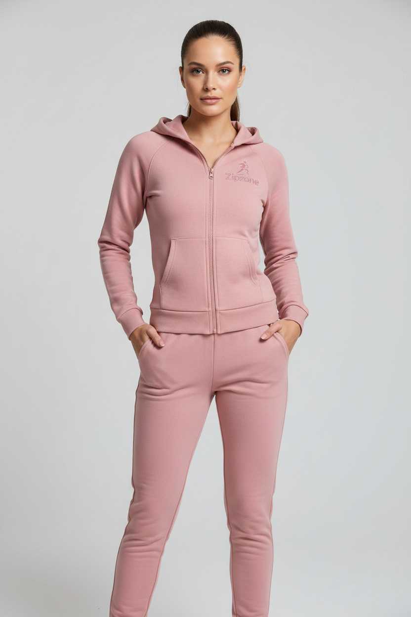 Women's Slim Tracksuit – Pink Female Front