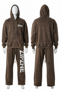 ZIPZONE Acid Washed Tracksuit – Brown/Charcoal Straight Open Hem