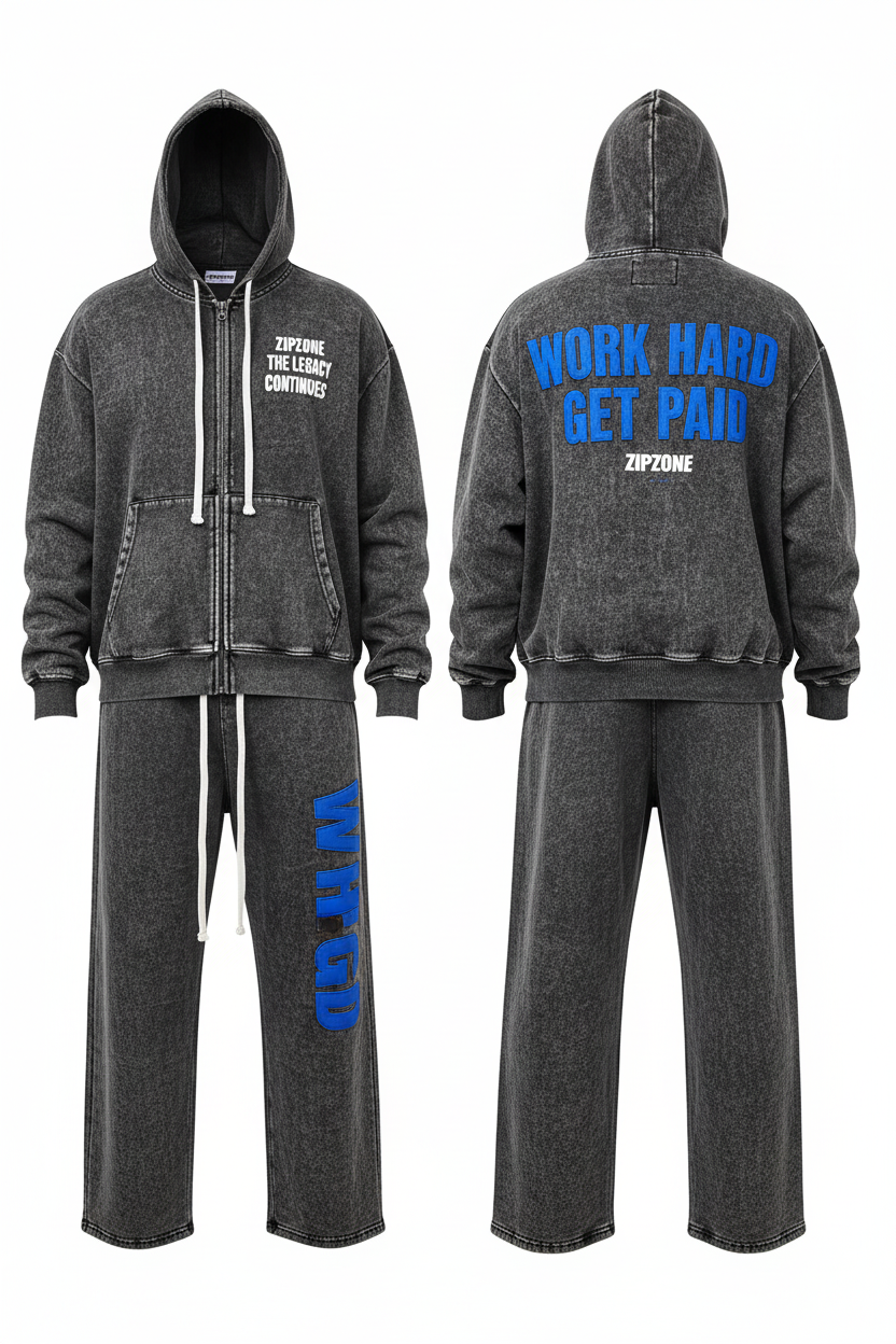 ZIPZONE Acid Washed Tracksuit – Straight Open Hem