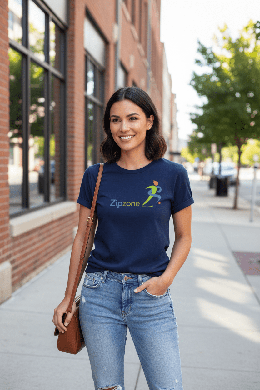 Zipzone International Women’s Navy Short‑Sleeve Cotton Tee – Classic Fit - Zipzone International