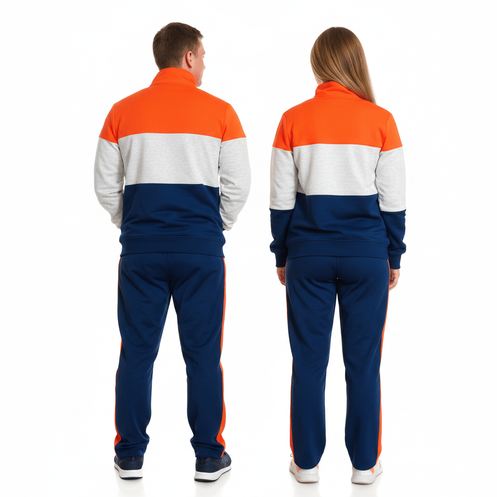 Zipzone Lifestyle Tracksuit | Orange White Navy Unisex Matching Set with Side Stripes - Zipzone International