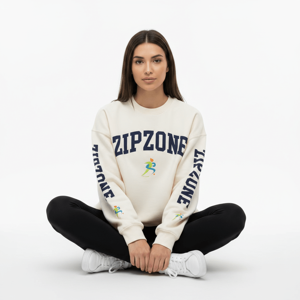 Zipzone Oversized Crewneck Sweatshirt | Collegiate Graphic | Unisex Premium Fleece - Zipzone International