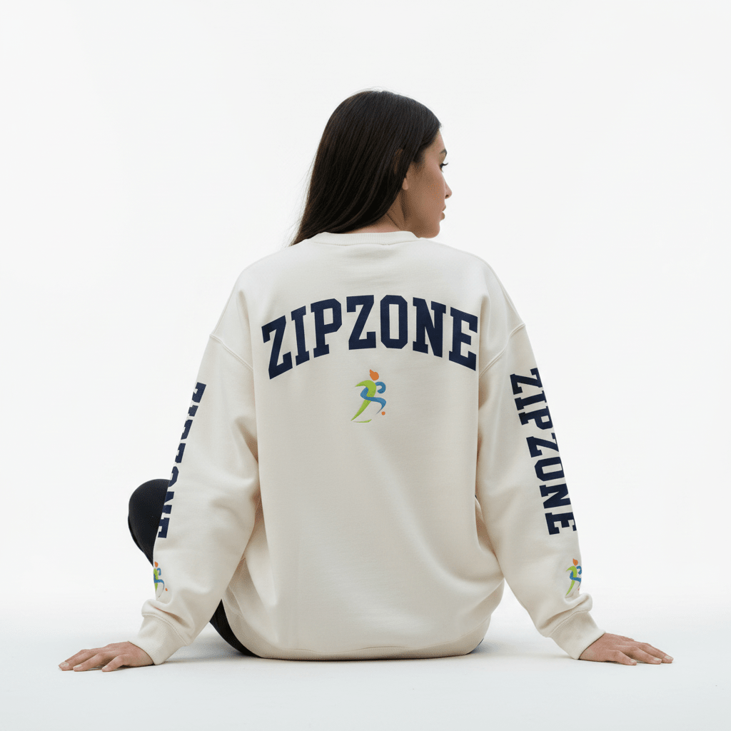 Zipzone Oversized Crewneck Sweatshirt | Collegiate Graphic | Unisex Premium Fleece - Zipzone International