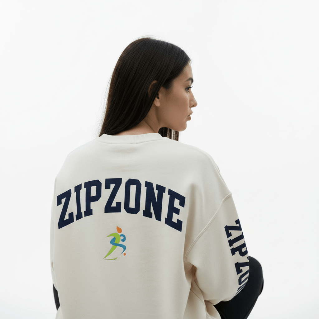 Zipzone Oversized Crewneck Sweatshirt | Collegiate Graphic | Unisex Premium Fleece - Zipzone International