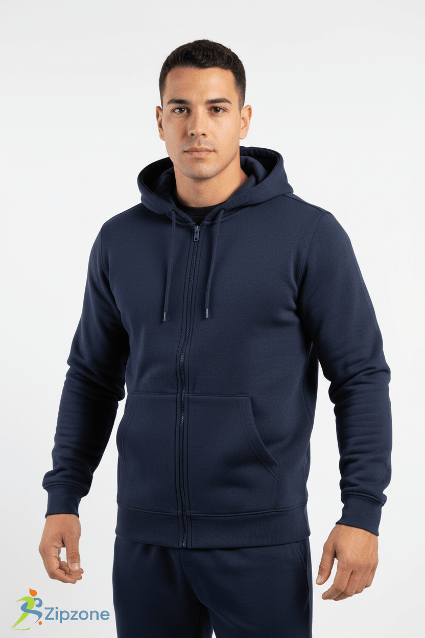 Zipzone Signature Navy Zip-Up Hoodie | Premium Unisex Comfort Wear - Zipzone International
